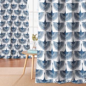 KGORGE Blackout Curtains 84 inches Long - Geometric Bird Pattern Farmhouse Curtains Thermal Insulating Window Treatment Panels for Kids Playroom, Bedroom, Living Room, W 52 x L 84, Blue, 1 Pair