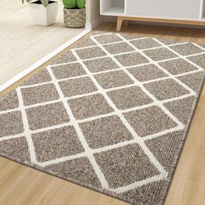 Finchitty Indoor Door Mat, Dirt Resistant and Absorbent, Low-Profile, Non-Slip, Washable Inside Floor Mats for Front Door, Back, and Entrance, 71" x 47", Khaki