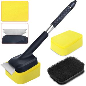 Grill Brush Bristle Free with 2 Replaceable Heads, Steam-Enhanced Scraper for Cast Iron & Stainless Steel Grates, Safe Non-Scratch Barbecue Cleaner for Outdoor Grills