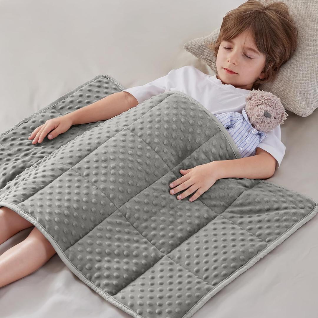 anfie Weighted Blanket Kids(20"x30" 2lbs) Weighted Blanket Cooling Blanket for Sleeping,Throw Size Breathable Blanket with Premium Glass Bead(Grey)