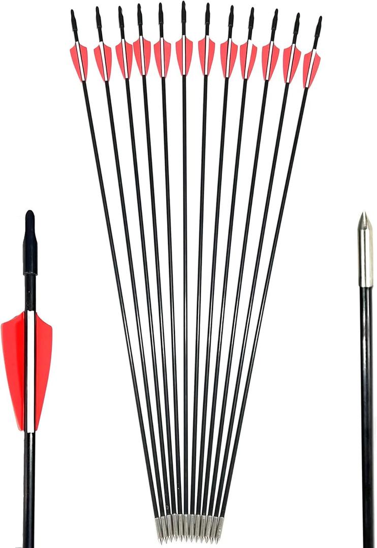 GPP Archery Beginner's First Arrows (30" Fiberglass Target Archery Arrows) - 12 Pack