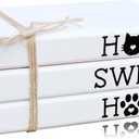 LIVDUCOT Cat Decor For Home, Cat Decorations Gift for Cat Lovers, Farmhouse Cute Cat Tiered Tray Decor, Home Sweet Home Wooden Book Stack Sign, Cat Themed Room Decor