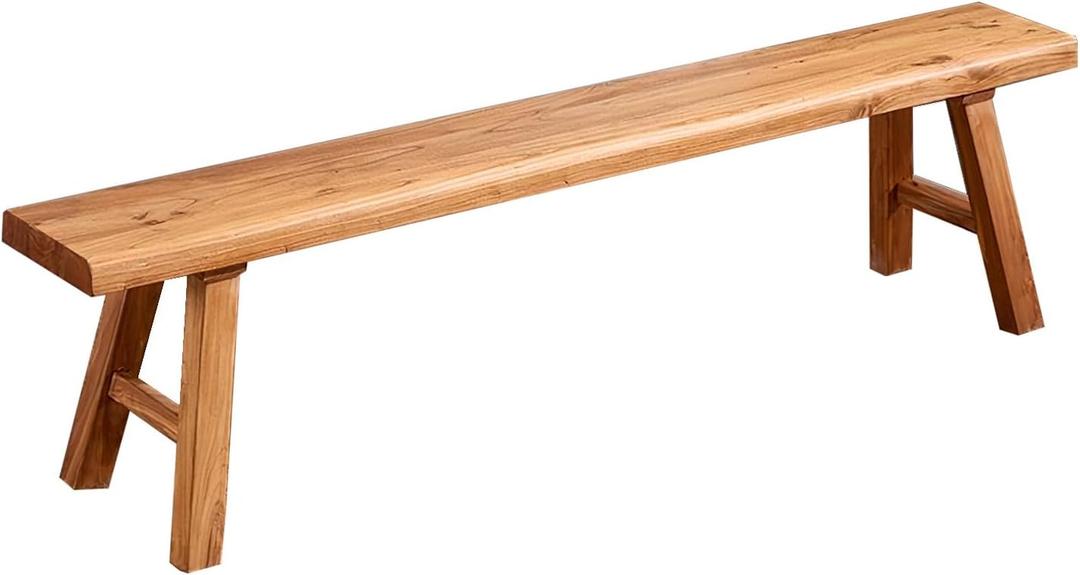 47.2in Wood Bench Indoor  Rustic Farmhouse Entryway Bench, Skinny Bench Design, Made of Extra-Thick Solid Wood, Perfect for Dining Room, Hallway, or End of Bed
