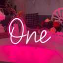 One Baby Birthday Neon Sign Table Number,Desk Lamp Night Light LED Neon Sign Custom Number Letter Sign Wedding Table Decorations Neon Light Bedroom Home Room Decor Christmas Party Pink USB 28.819.6CM