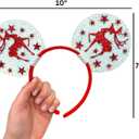 Needzo Reindeer Mouse Ear Headband with Sparkly Red Stars, Holiday Party Costume Accessory for Women or Girls, One Size Fits Most