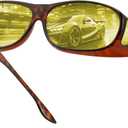 FEISEDY Night Driving Glasses,Men Women Fit Over Sunglasses, Anti Glare Polarized HD Night Vision Glasses Yellow Lens B0221