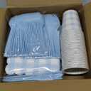 168Pcs Gingham Party Supplies for 24 Guests Thick Paper Plates and Napkins Knives Spoons Forks Cups Disposable Party Set Cutlery for Dinner Baby Shower Wedding Favor(Blue)