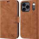 OCASE Compatible with iPhone 17 Pro Max Wallet Case, PU Leather Flip Folio Case with Card Holders RFID Blocking Kickstand [Shockproof TPU Inner Shell] Phone Cover 6.9 Inch 2025, Suede Brown