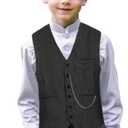 Kids 1920s Costume for Boys Vest Hat Accessories Set Party Cosplay 8-9 Years