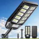 Deepn Solar Lights Outdoor, IP66 Waterproof Street Lights Outdoor, 6500K Dusk to Dawn Solar Security Flood Lights Motion Sensor with Remote Control for Yard, Entryway Garage, Porch 1 Pack