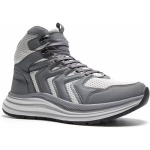 Men's Orthopedic Mid Trekking Hiking Boots: Comfortable Plantar Fasciitis Ankle Support Work Walking Running Shoes, Orthotic Cushion Sport Gym Cross Training Trail Sneakers for Foot Heel Pain Relief (Gray)