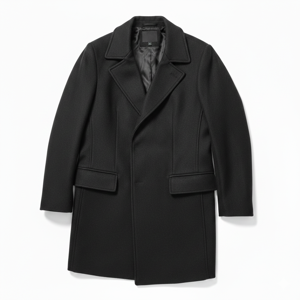 Coat Women Notched Collar Wool Blend Midi Long, M/L