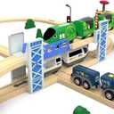 Z MAYABBO Wooden Train Set Accessories Wood Railway Bridge for Railroad Tracks, 2-Level Overpass Compatible for All Railway Tracks System