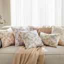 100% Cotton French Pastoral Lumbar Throw Pillow Covers Set of 2, 12x20 Inch Grey Farmhouse Decorative Cushion Covers for Sofa Bed Living Room Home Decor