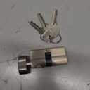60MM Solid Brass Lock Cylinder with 3 Brass Keys Satin Nickel Color Cylinder Door Lock Replacement (Color:Satin Nickel, 60MM-Thumbturn,Material: Brass)