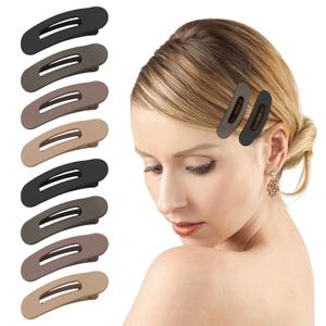 Small Flat Hair Clips for Women Lay Down Clips for Thin Hair Accessories 8pack (Black Brown Gray Khaki)