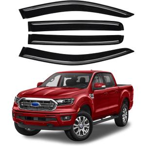 Canvcle Ranger Rain Guards - Window Visors for Ford Ranger XL XLT Lariat Raptor 2024 2025 2026, Outside-Mount Tape-On Side Window Wind Deflectors for Ranger Accessories, Vent Visors Shades Rainproof