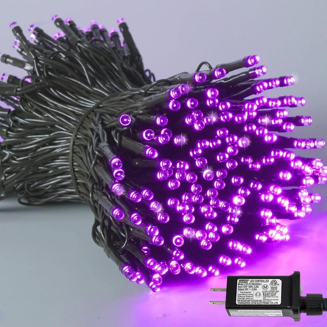 YEGUO 66ft 200 LED String Lights Outdoor Waterproof, Purple Christmas Lights Indoor, Twinkle Christmas Tree Lights Plug in with Timer Memory 8 Modes