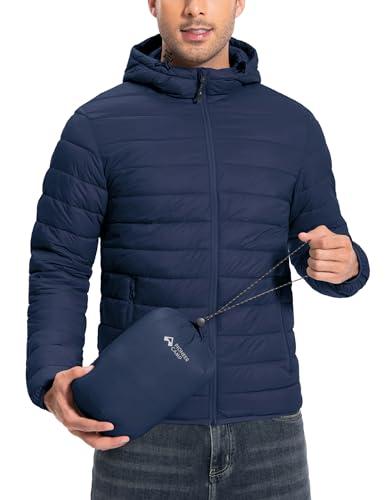 Pioneer Camp Puffer Jacket Men Lightweight Packable Down Jacket Men Hooded Insulated Thermal Warm Winter Jackets for Snow Ski, Medium