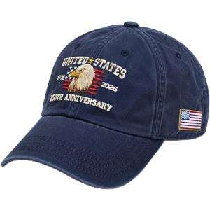 2 x FLAGWIX 250th Anniversary USA Hat - Adjustable Embroidered Patriotic American Eagle Baseball Cap - 4th of July Vintage Eagle Hat for Men Women Veteran Army Military, America 250th Anniversary Cap (Blue)