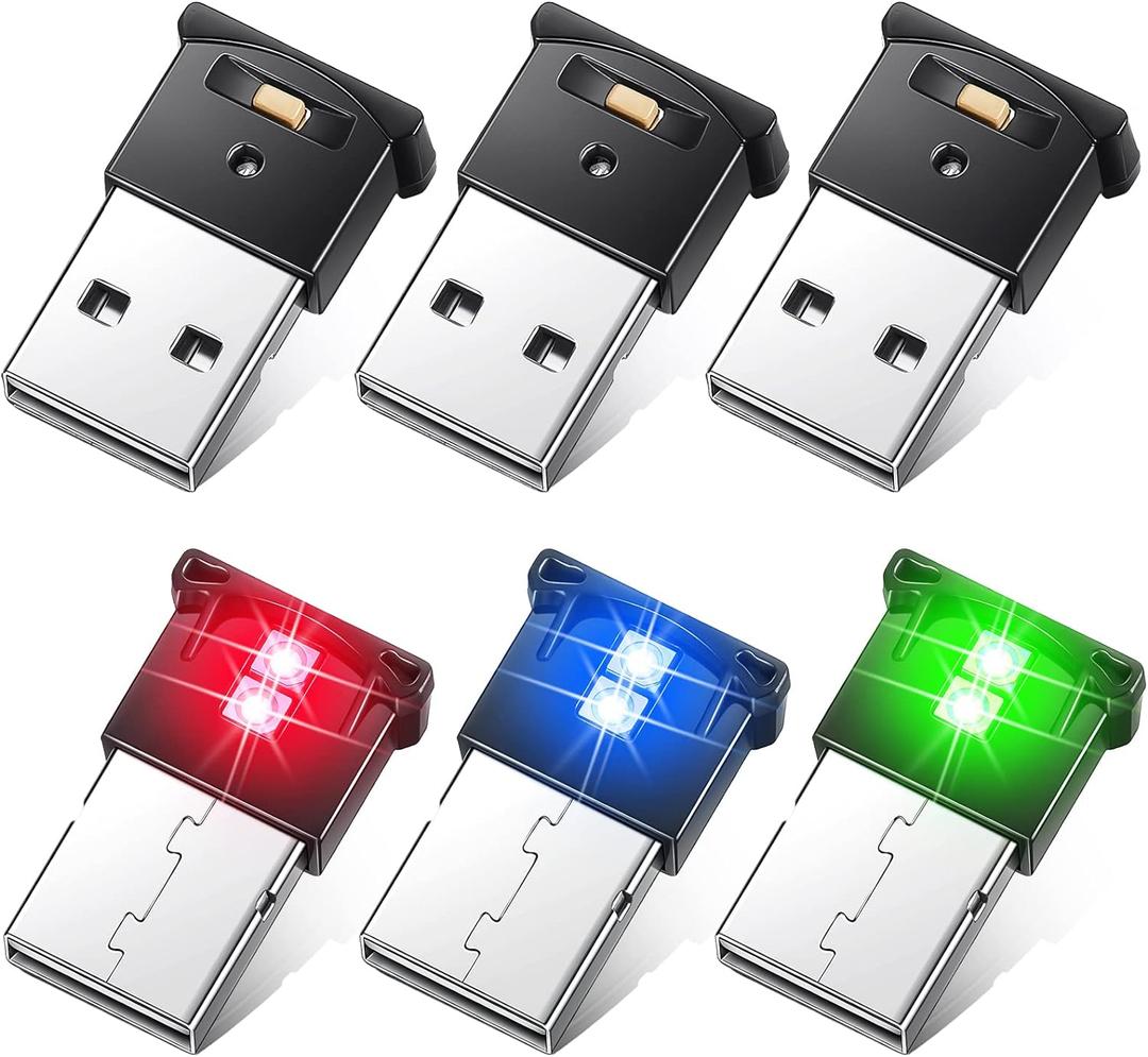 Frienda Mini USB LED Light, Car LED Interior Lighting 5V Smart USB Atmosphere Light, Laptop Keyboard Office Decoration Night Lamp, Adjustable Brightness, 8 Colors(6 Pieces)