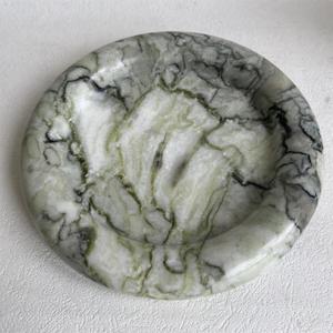 Natural Marble Round Vanity Tray Jewelry Makeup Dish Decorative Tray for Coffee Table,Bathroom,Bedroom (Green Emerald)