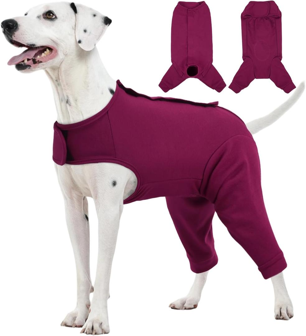 Kuoser Dog Surgery Suit for Back Legs, Dog Rear Leg Sleeve to Stop Licking, Female Spay Recovery Suit for Dogs After Surgery, Pet Puppy Surgical Pants Onesie for Abdomen Wounds Skin Disease (Large, Purple)