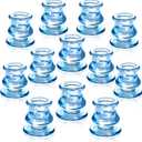 12pcs Blue Candlestick Holders, Blue Glass Candle Holders for Pillar Candles, Taper Candle and Tealight Candles, Taper Candle Holders for Wedding, Table Centerpiece