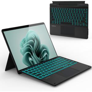 typecase Surface Pro 9 Keyboard, Compatible with Surface Pro 11 10 9 8 X, 13 Inch Wireless Type Keyboard with 11-Color Backlit & Pen Holder - Matte Black