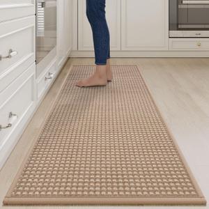 YDKGL Long Kitchen Runner Rugs Kitchen Mat Non Slip Washable, Super Absorbent Soft Chenille Braided Kitchen Mats for Floor, Rubber Backing Kitchen Floor Sink Standing Mat, Easy Clean, Brown 24"x71"