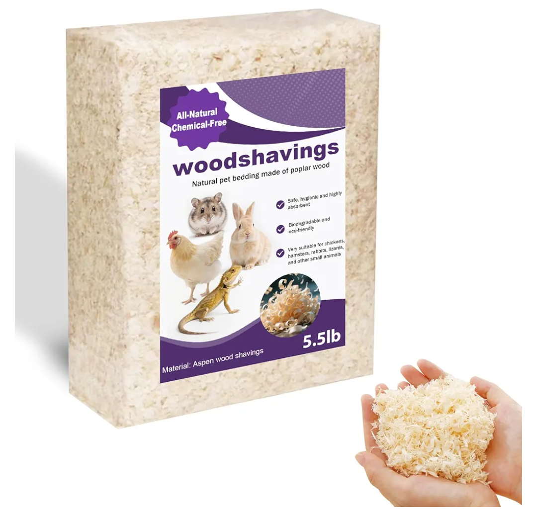 Natural Aspen Shavings Pet Bedding 5.5 Lb, Low-Dust & Chemical-Free, Ultra-Absorbent Cage Litter for Hamsters, Rabbits, Gerbils & Small Animals, Biodegradable Wood Shavings