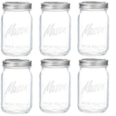 WELLIFE Wide Mouth Mason Jars, 6 Pack Mason Jars 32 oz for Pickling, Canning, Fermenting and Food Storage, Microwave & Dishwasher Safe