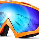 Adult Snow Ski Goggles, Snowboard Goggles for Youth, Teens, Men & Women, Wide View Snowmobile Goggles (05.orange Blue Frame With Multicolor Lens)