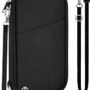 Family Passport Holder for Travel, RFID Blocking Travel Document Organizer with Flexible Carrying Style, Portable Passport Wallet and Essentials for Travel (Black)