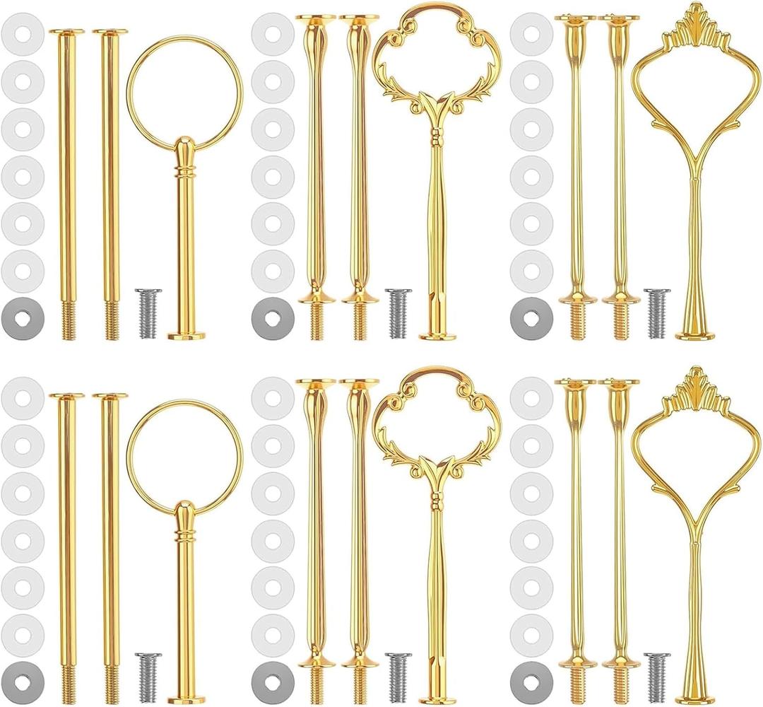 6 Sets 3 Tier Cake Stand Hardware Kit - Tiered Tray Hardware Fittings Hardware Fittings Stacking Wedding for Cake Stand Wedding Party Gold