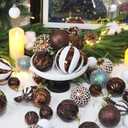 Christmas Ball Ornaments Set Assorted Shatterproof Ornaments 63 PCS Shaped Styles Xmas Tree Holiday Decorative,Brown