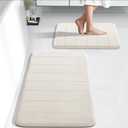 Yimobra Bathroom Rugs Sets 2 Piece, Soft Absorbent Memory Foam Bath Mats Set, Dry Fast Bath Mat, Machine Washable Bath Rug Set for Bathroom, 17x24+31.5x19.8 Inches, Cream White (31.5x19.8+24x17 Inch)