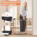 29"-40" Baby Gate for Stairs, Auto Close Stroller Friendly Dog Gate Indoor for Doorways, Pressure Mounted Baby Gate, Easy Walk Through Gate for Children & Pets, Brown, 29-40"Wide, 28"Tall