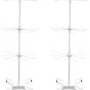 2 Pcs Rotating Jewelry Display Rack with Hooks Metal Earrings Display Stand for Selling Necklace (White, 3 Tires)