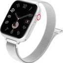 MARGE PLUS Slim Milanese Loop Compatible with Apple Watch Band for women 41mm 40mm 38mm 42mm 46mm 45mm 44mm, Stainless Steel Magnetic Mesh Strap work on iWatch Series 11 10 9 8 7 6 5 4 3 & SE 3 2 1 (silver)