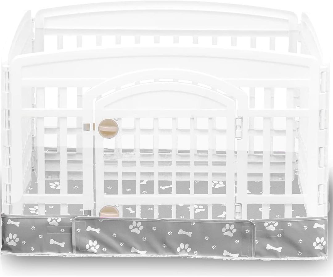 Dog Playpen Bottom Pad Fits for 36 Inch 4 Panels Exercise Pet Playpen, Dog Crate Pad Puppy Playpen Pad, Hoop and Loop Design (Note: Playpen Not Included). -Gray