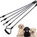 Dual Dog Leash 360° Tangle-Free - Reflective Heavy Duty, Comfortable Handle for Small/Medium/Large Dogs, Support Multiple Rope Addition (Black 1, Four Leashes) 25 in