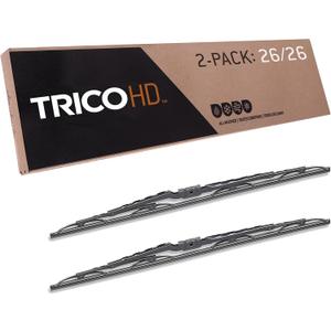 Trico HD 26 Inch Pack of 2 Heavy Duty & Automotive Replacement RV Windshield Wipers w/Wide Saddle Attachment (67-2626-1),Black