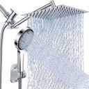 Shower Head, Rain Shower Head with Handheld Spray Combo, 10 Inch Adjustable High Pressure Rainfall Shower Head, Dual Showerhead Set with Extension Arm and 60 Inch Long Shower Hose (Silver)