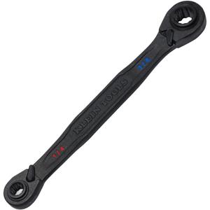 KLEIN TOOLS 68214 4-in-1 Reversible Ratchet Wrench, Box Wrench, SAE Hex Sizes 1/4, 5/16, 3/8, and 7/16-Inch, 90-Tooth Ratchet, Pass-Through Design