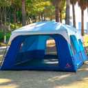KTT Extra Large Tent 14 Person, Family Cabin Tents, 2 Rooms, 3 Doors and 3 Windows with Mesh, Straight Wall, Waterproof, Double Layer, Big Tent for Outdoor, Picnic, Camping, Family Gathering(Dark Blue)