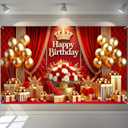 Birthday Party Decorations Happy Birthday Banner Golden Balloon Decoration 71 X 43 Inches Hanging Spiral Decorations for Women and Girls Birthday Princess Party.