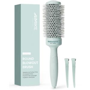 AIMIKE NaturaVol Round Brush for Blow Out, Round Hair Brush Nano Thermal Ceramic & Ionic Tech, for Blow Drying & Salon-like Styling at-home, Maximum Volume Shine - 1.7 Barrel, 2.5 w/Bristle