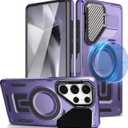 Galaxy S25 Ultra Case with Kickstand, Compatible with MagSafe, Military Protection Heavy Duty Shockproof Grade Magnetic Stand Phone Case for Samsung Galaxy S25 Ultra (Purple)