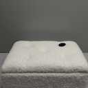 Storage Ottoman, Small Foot Stool Ottoman with Storage, Boucle Teddy Velvet Foot Rest with Padded Seat, Sturdy Wood Legs Stool for Living Room, Bedroom, Couch, Enterway (Cream)